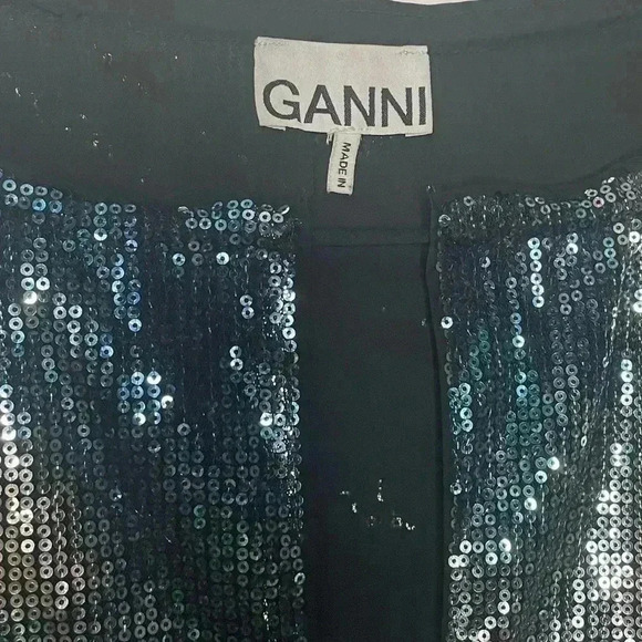 Ganni Sequin Mesh Dress Earth Blue‎ Size 36  EU (4 Small US) Fits larger - Picture 7 of 11